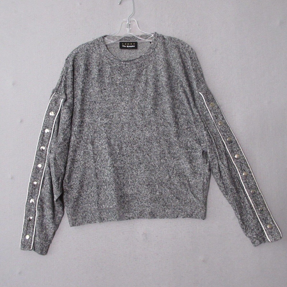 The Kooples‎ Sport Gray Button Detail Pullover Contemporary Sweater